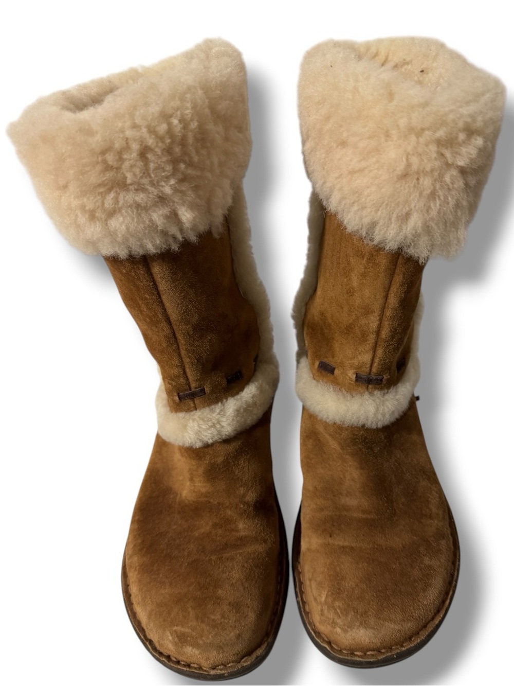 UGG Australia Elijo Cuff Boots Women’s 8 Chestnut Suede Shearling Lined
